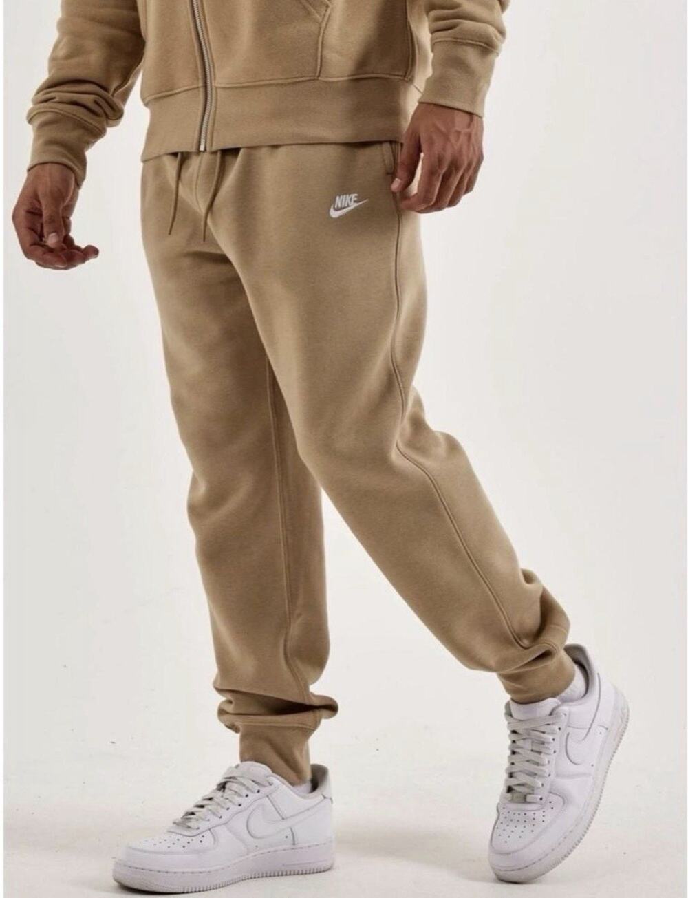 Nike Sportswear Club Fleece Joggers XXL Khaki Tan Embroidered White Futura Logo